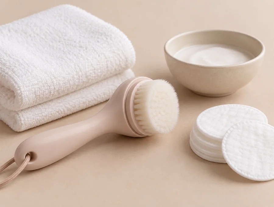 Itens ilustrativos de limpeza facial